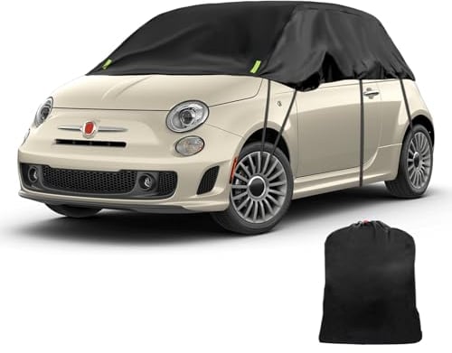 Schwarzes Halbgarage für 2007-2023 F-iat 500, Maßgeschneidertes Autogarage Softtop Halbabdeckung vor Frost, Schnee und Sonne