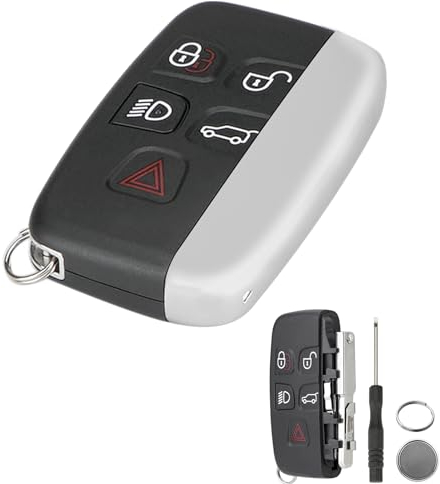 5 Tasten Autoschlüsselanhänger für Land Rove Discovery LR2 LR4 für rjaguar xf XJ XJL XE Freelander Range Rover Sport Evoque Vougel Mit Schraubenzieher und Schlüsselring mit CR2032 Batterie