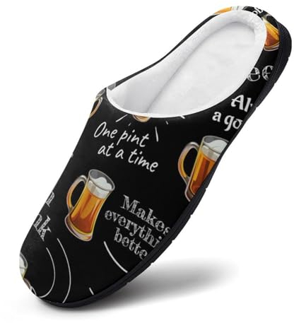 LAZAT Pantuflas De Mujer Patrón De Cerveza Pantuflas Zapatillas De Casa Suaves Y Cálidas