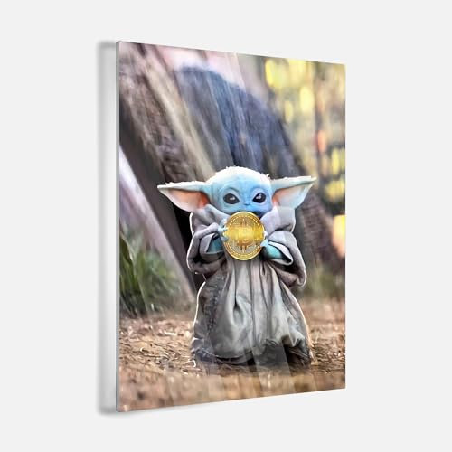 Acrylglas Pop Art Graffiti Baby Yoda StarWars Mandalorian Coin Grogu Wand Glasbilder Abstrakt Wandbilder Wohnzimmer Schlafzimmer Büro Wanddekoration Deko XXL günstig (Acrylglas, 40x30 cm)