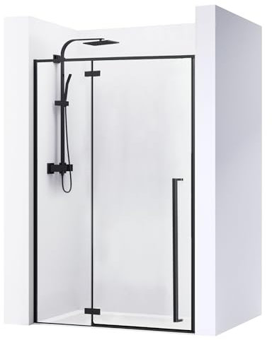 Rea PORTE DE DOUCHE FARGO 100 BLACK Verre trempé de sécurité transparent 6 mm (Noir)