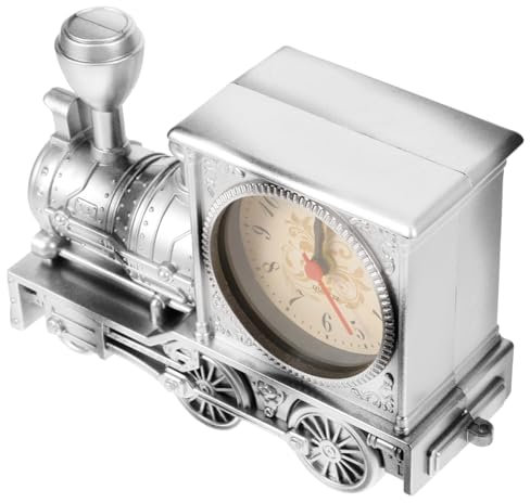 Zerodeko Eisenbahn-motoruhr Als Wecker Und Desktop-Ornament Langlebiges Abs-Material Mit Elektronischen Komponenten Kreativ Und Lustig Für Schlafzimmer Und Wohnzimmer Silber