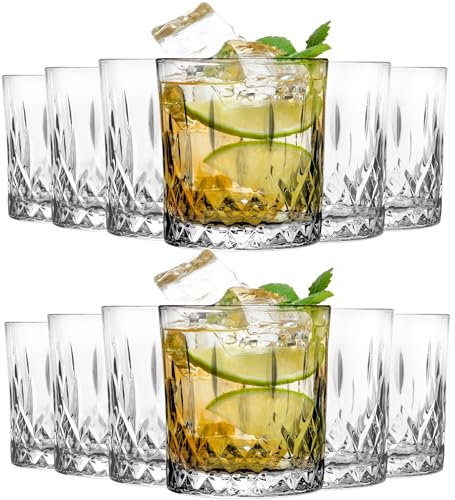 KIAPPO Kristallgläser Set 300 ml - 12 Stück Gläser für Longdrink und Cocktail - Wassergläser - aus Kristallglas - Elegante Trinkgläser für Wasser und Saft