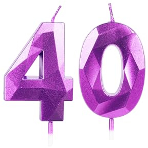 Candele viola per 40° compleanno per torta, numero 40, per decorazioni per 40° compleanno, design 3D, decorazione per torta per ragazzo, ragazza, donne, uomini, feste a tema, matrimoni, anniversari,