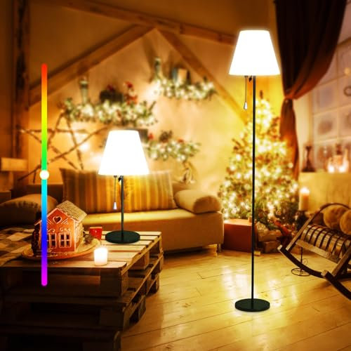 Lixada Solar Floor Lamp with Light Sensor, Dimmable Warm White and RGB, IP65 Waterproof, USB Rechargeable LED Solar Lamp for Indoor/Outdoor Terraces and Garden