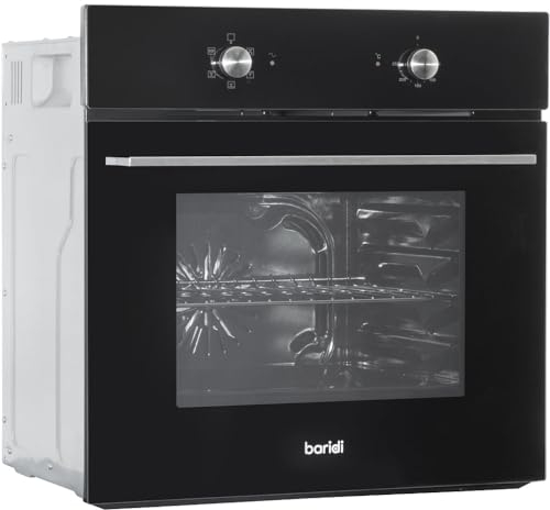 Black 60cm Integrated Fan Assisted Electric Oven 55L Wall Mounted Built-In Grill