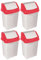 M1SS Set of 4 – RED Plastic Swing Bin Flip Top Lid Dustbin Waste Recycle Dustbins Rubbish Refused Bins Indoor Outdoor Trash Can Swing Lid for Kitchen, Home, Office, Bathroom