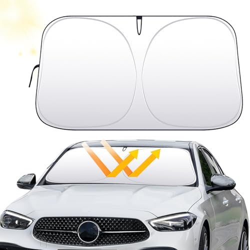 145 x 80 cm Parasol Coche Delantero para Parabrisas, Parasol Reflectante para Coche, Parasoles Cubierta de Parabrisas, Parasol de Parabrisas Plegable para la Mayoría de Coches