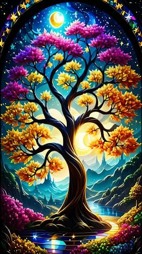ARTGOTO Diamond Painting Carré Adulte Grand Format,Peinture Diamant XXL 40x70cm Arbre de Vie A,Broderie Diamant Painting Kit Complet Adulte Grand Format,Grande Taille Pour la Décoration