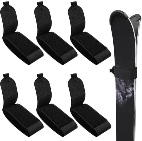 6 Pezzi Nastro di Fissaggio per Sci, Cinghie da Sci, Cinghie Fermasci, Ski Tracolla Regolabile, Accessori per lo Sci per Snowboard, Bastoncini