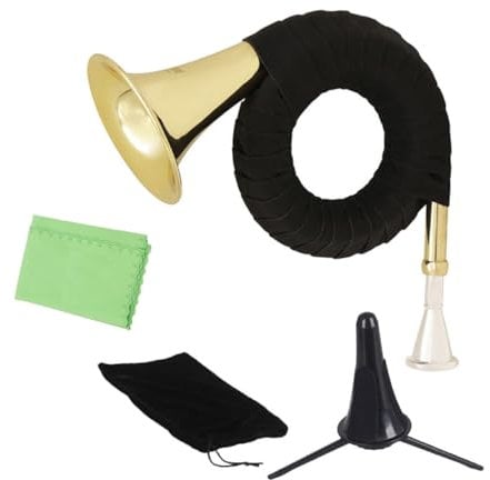 BESTonZON Waldhorn Messing Blasinstrument Professionell Leicht Tragbar Klarer Klang Anfängertauglich Französisches Horn Waldhorn in Gold Schwarz