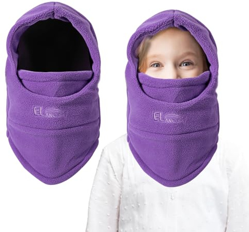 AYPOW Pasamontañas Térmico de Invierno Niños, Multifuncional Prueba de Viento Ajustable Máscara De Esquí Ciclismo, Sombreros Gorro Forro Polar Cálido, Calentador de Cuello, Mascarilla para Niños Niñas