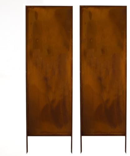 Kapaga - Paravent Métal 2x - 160 cm x 50 cm - Corten - Effet Rouillé Paravent pour Jardin - Élément de Paravent - Mur de Protection - Décoration de Jardin - Clôture - Rouille (Herbe)