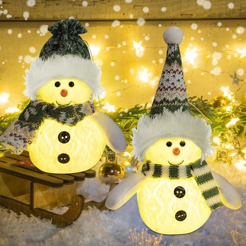 Skeadex Weihnachten Deko Innen,2 Stück LED Schneemann Figur Batteriebetrieben,Weihnachtsfiguren Klein Winter Deko Weihnachtsdeko Innen,LED Schneemann Deko für Tischdeko Kamin Büro Zimmer (B)