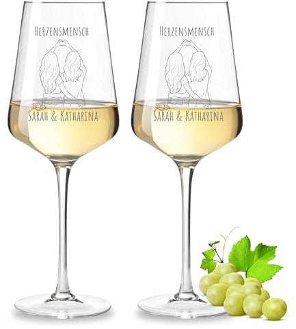 VILLA ROSA LOTTA - Leonardo Weinglas mit Gravur 2er Set, Personalisierte Geschenke, für Frauen, Beste Freundin - individualisierbar mit Spruch und Name