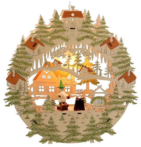 Wichtelstube-Kollektion Fensterbild beleuchtet Wichtel am Lager Weihnachtsdeko für das Fenster Holz, 29,5 x 5 x 30cm Fensterbilder Weihnachten