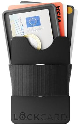 Lockcard Slim Wallet für AirTag – Slim Wallet mit Münzfach & RFID-Schutz, Mini Geldbörse Herren & Damen, Kreditkartenetui Kartenetui, Portmonee/Geldbeutel, Portemonnaie minimalistisch (Schwarz)