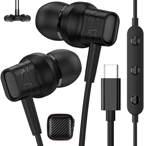 USB C Kopfhörer mit Kabel für iPhone 16 16e 15 Pro HiFi Stereo Magnetisch In Ear Ohrhörer Mikrofon Typ C Headset USB C Anschluss für Samsung Galaxy A35 A55 A34 A54 A26 5G S24 S25 Xiaomi 14T 13 Pixel 9