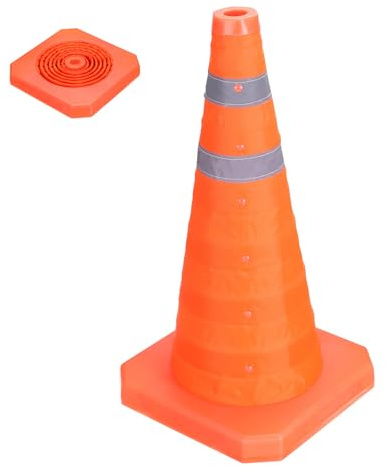 PATIKIL 18 Collapsible Traffic Cones, Orange Safety Cones Cones with Reflective Collar Caution Cones for Parking Lot Driving Training Practice Emergency Roadside Barrier