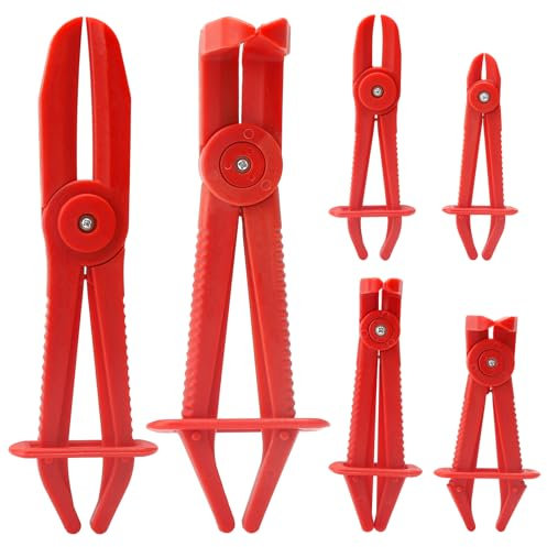 APOMOONS 6 Piezas Alicates de Abrazadera de Manguera Rectos Y de 90° Línea en 3 Tamaños para Abrazadera de Manguera para Mangueras Flexibles Tuberías Pinza Abrazadera Coche Rojo