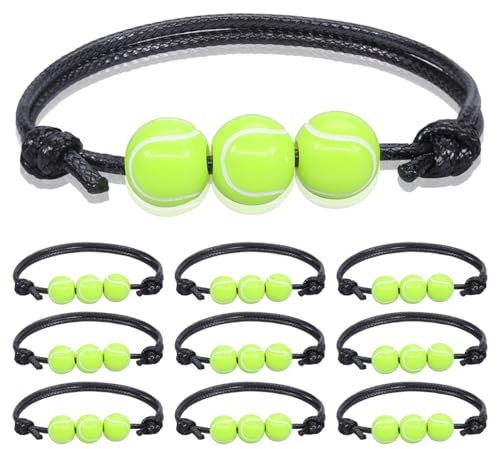 AFCJLTO 10 Stück Tennis Armbänder Kinder, Verstellbares Schnur Tennis Armband, Freundschaftsarmband Kinder, Tennis Mitgebsel, Tennis Party Tennis spiel Kindergeburtstag Mitgebsel