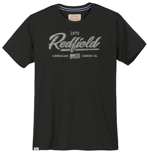 Redfield T-Shirt Bedruckt in Herren Übergrößen, schwarz, Größe:6XL