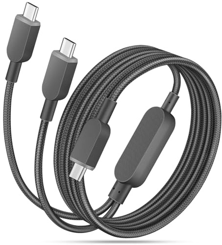 2-in-1 USB C to USB C Cable,5.9FT/1.8M Long Dual Type C Charging Cable 140W PD Fast Charge & Nylon Braided for iPhone 16 Pro Max Plus 15,iPad,MacBook Pro,Samsung Galaxy S25 S24 Ultra and More Black