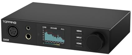 Topping DX5 II DAC Amplificatore per Cuffie con Bluetooth 5.1, Chip DAC ES9039Q2M, Amplificazione X-Hybrid, Equalizzazione a 10 Bande e Uscite Bilanciate, USB XMOS, Alta Risoluzione, RC, Nero