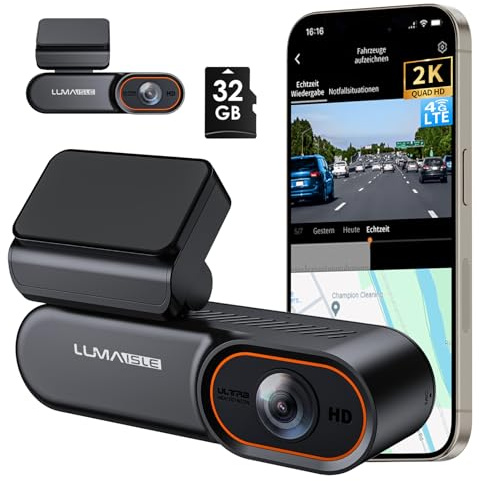 4G LTE Dash Cam Front, 2K Full HD Dash Camera for Cars, Included 32GB Card, Built-in GPS,Night Vision, 125°Wide Angle, 24/7 Parking Mode, Radar Motion Detection, 2-Way Talk