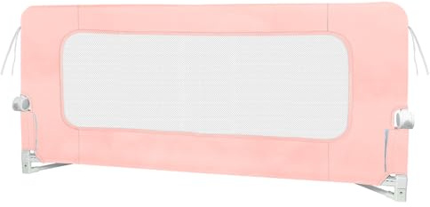 Belfoyer Barrière de Lit Bébé 200×73-86cm, Réglable en Hauteur, sans Perçage, Sécurité Anti-Chute – Couleur Rose