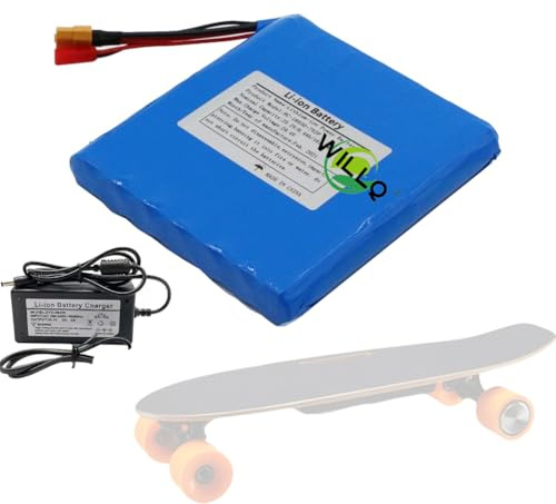 WILLQ Batterie Remplacement Trottinette électrique 25,2V 4Ah 5Ah 6Ah Batterie Lithium-ION 24V 4000mAh 5000mAh 6000mAh pièce détachée Hoverboard Planche à Petits Poissons,25.2v6ah+Charger