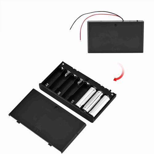 8 Slot AA Battery Holder with Leads and Switch, 12V Pack with Sliding Lid ABS Battery Storage Box Case for DIY Electronics Circuit Boards Toys Digital Photo Frames Robotics