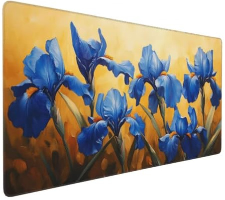 Tapis de Souris Jaune 700x300 mm XXL Tapis Souris Gaming Grand, Mouse Pad Iris Bleu sous Main Bureau avec Base en Caoutchouc Antidérapant pour PC, Ordinateur Portable, Gamer, Maison, Bureau -MP1000