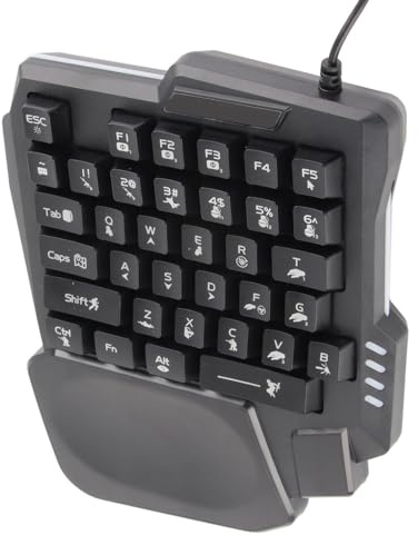 Tbest One Handed Gaming Keyboard 35 Keys Ergonomic Wide Palm Rest Slip Design Compact K13 Keypad for Pc Mobile Games Black