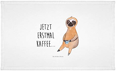 Mr. & Mrs. Panda 50 x 100 Handtuch Faultier Kaffee - Geschenk, Kinder, Faultier Deko, Lieblingstier, Kaffeeliebe, Morgenmuffel, Handtücher,