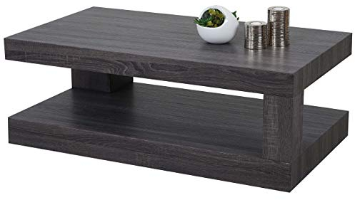 Mendler Couchtisch HWC-A32, Wohnzimmertisch, 3D-Struktur, 40x110x60cm MVG-Zertifiziert - Schwarze Eicheoptik