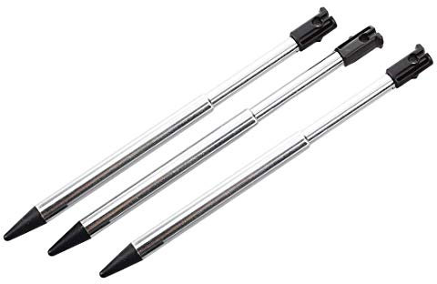 mi ji 3 Piezas Ajustable Plata lápiz Tone plástico Negro para Nintendo 3DS bolígrafo retráctil Universal