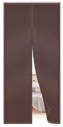 Flei Zanzariera Magnetica 110x240cm, Tende per Porte Francesi di Maglia Chiusura Automatica Adsorbimento Magnetico Isolamento Acustico, per Corridoi/Porte/Patio - Marrone