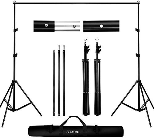 BDDFOTO Kit de Soporte de Estante de Fondo Ajustable, 2x2metros Soporte de Fondo para Retrato de Estudio, fotografía de Producto y grabación de Video, con Bolsa de Lona
