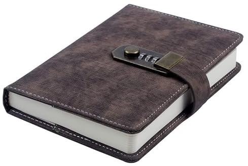 ITODA Lockable Notebook B6 Password Hardcover Planner Jotter Diary Notebook Travel Memo Journal Lined Drawing Writing Notepad 127 Pages Daily Secret Diary with Code Lock,100 gsm Paper