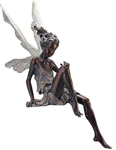 Surakey Blumenfee Figuren Statuen, Elfen Figur 18 cm,Blumen Fee Gartendeko, Harz Engel Ornamente Sitzen Fee Statue Figuren Garten Dekoration Hochzeitsdekoration