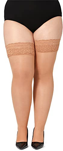Bellivalini Damen halterlose Strümpfe mit Spitze Plus Size 40 DEN BLV-1127