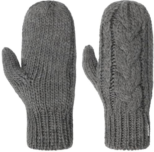 Eisbär Tonella Fäustlinge Strickhandschuhe Fausthandschuhe Damen - Made in Austria mit Futter, Futter Winter Herbst-Winter - One Size dunkelgrau