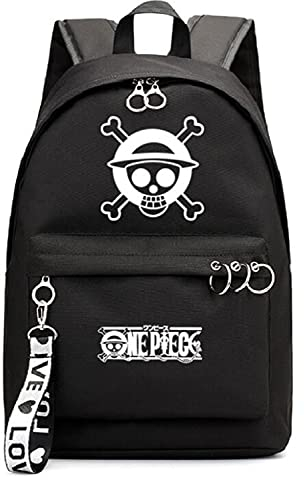 Gumstyle Anime One Piece Monkey D Luffy Backpack Book Bag Laptop School Bag Women Girls Cosplay Daypack Rucksack Bag Black/13