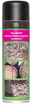 Zaundirekt Premium Markierungsspray 500ml Farbspray in Leuchtpink für Asphalt, Beton, Holz, Stein, Erde uvm.