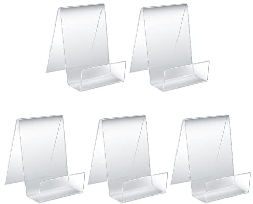 5 Stück Durchsichtige Acryl Buchständer, Tischständer Schräg, Tablet Halter Buchstützen, Staffelei Aufsteller Ständer Zum Anzeigen von Fotos, Büchern, Musik, Kunsthandwerk