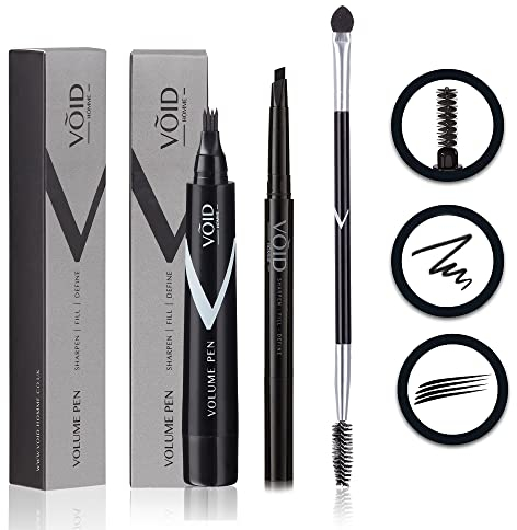 VOID Homme Bartfüller Stift & Bartstift Kit mit Pinsel, wasserdichter Bartfüller, wischfester Bartstift, Abdeckung Patches sofort für natürliche Bartfülle (hellbraun)