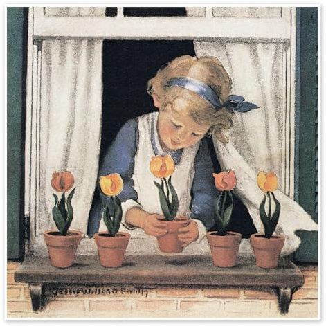 Setzen von Tulpen Poster von Jessie Willcox Smith 40 x 40 cm Wandbilder Wanddeko