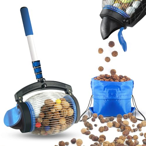 Zozen Nusssammler, Walnusspicker, oberer Walzer, Pekannuss-Picker Oben – direkt entsorgt, für Walnuss, Pekannuss, Hickory, Kastanien, Buckeyes, Nerfbälle, Golfobjekte, Größe 1,9 cm bis 3,8 cm; 3,8 l