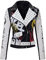 RISISSIDA Frauen Kunstleder Jacke Nieten Frühling Herbst Winter Mode, Moto Biker Trendy Kleidung Streetwear Gürtel, 77 Schwarz-weiß, S